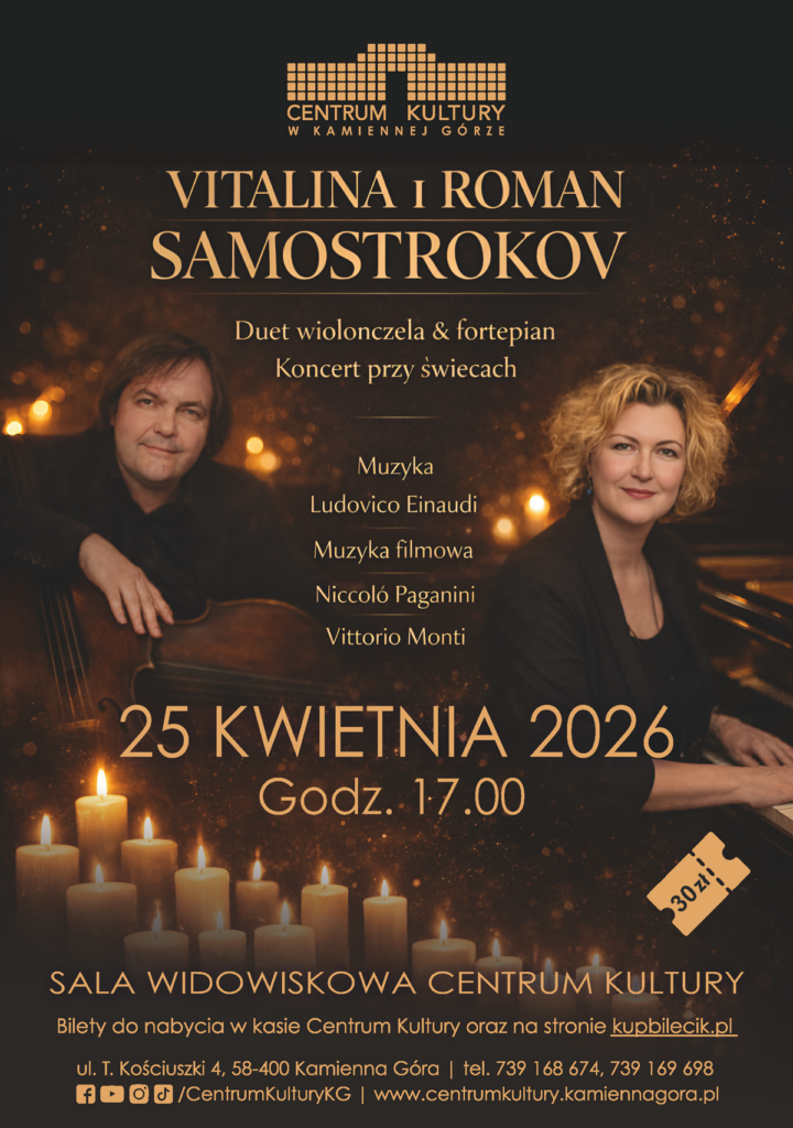 Koncert duetu wiolonczeli i fortepianu w blasku świec